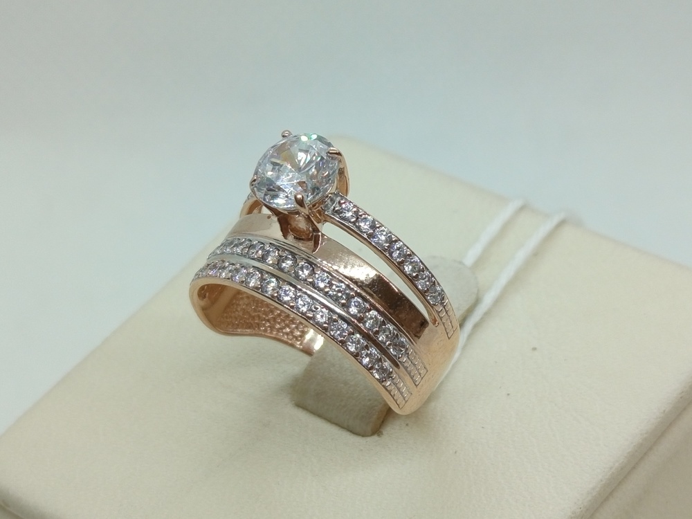 КОЛЬЦО С КАМНЯМИ (Au 585)