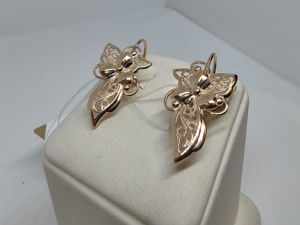 20211 СЕРЬГИ ПЕТЕЛЬКА без камня (Au 585)