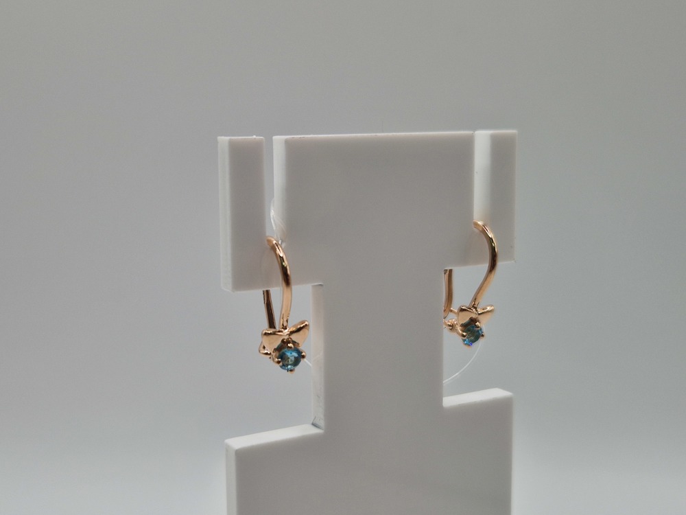 СЕРЬГИ ПЕТЕЛЬКА с камнем (Au 585)