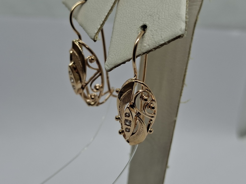 СЕРЬГИ ПЕТЕЛЬКА с камнями (Au 585)