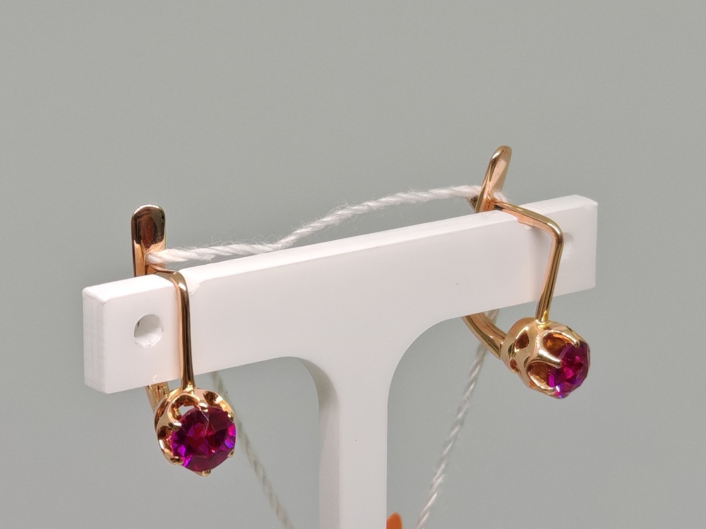 СКМ583 СЕРЬГИ С КАМНЕМ (Au 583)