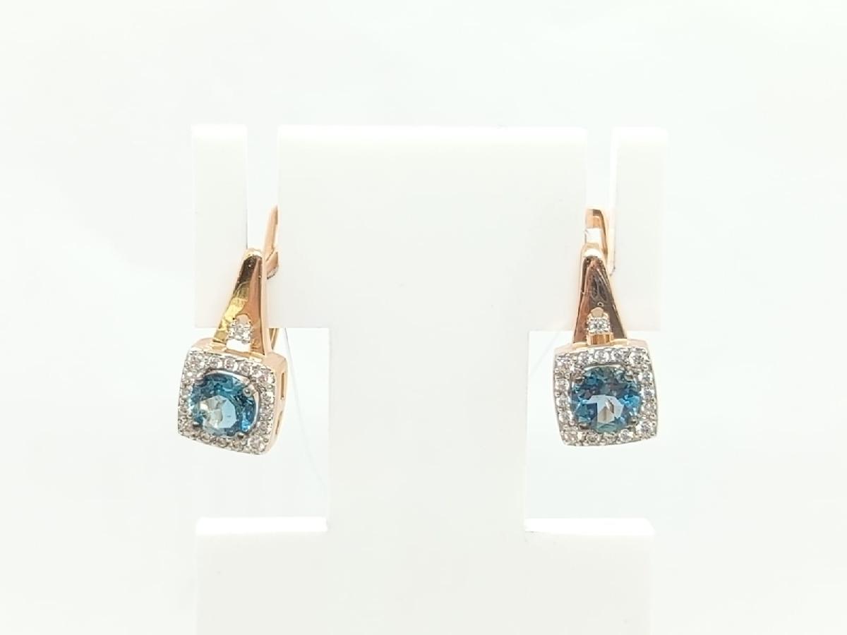 СЕРЬГИ ЛОНДОН ТОПАЗ с камнями (Au 585)