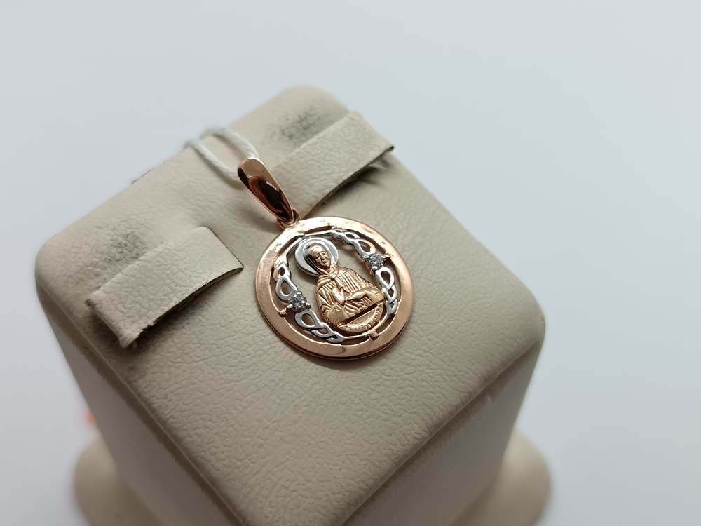 ПОДИКИ585 ПОДВЕСКА ИКОНА С КАМНЯМИ (Au 585)