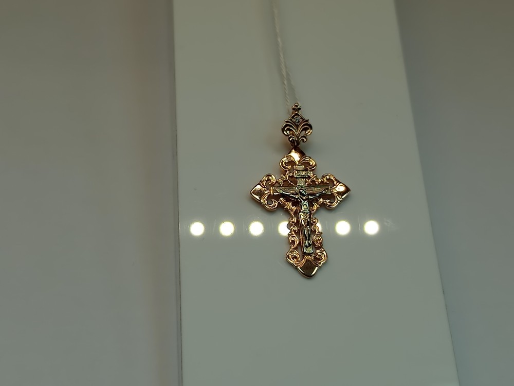 ПОДВЕСКА КРЕСТ С КАМНЕМ (Au 585)