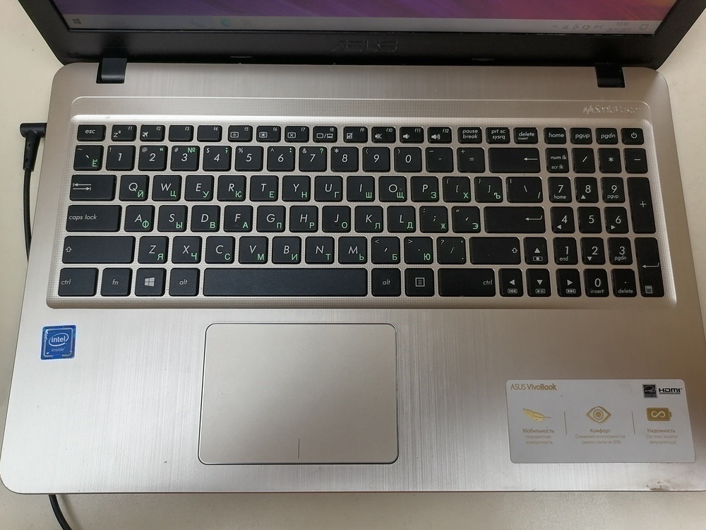 Ноутбук ASUS A540N; Celeron N3350, HD Graphics, 4 Гб, Нет, 120 Гб