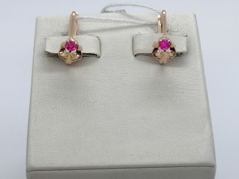 СКМ583 СЕРЬГИ С КАМНЕМ (Au 583)