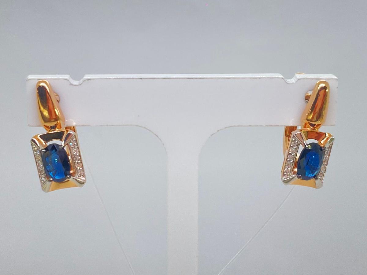 СЕРЬГИ Бриллиант, сапфир (Au 585)