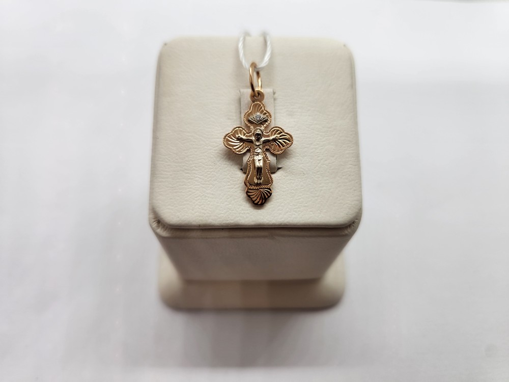 ПОДККИ585 ПОДВЕСКА КРЕСТ С КАМНЕМ (Au 585)