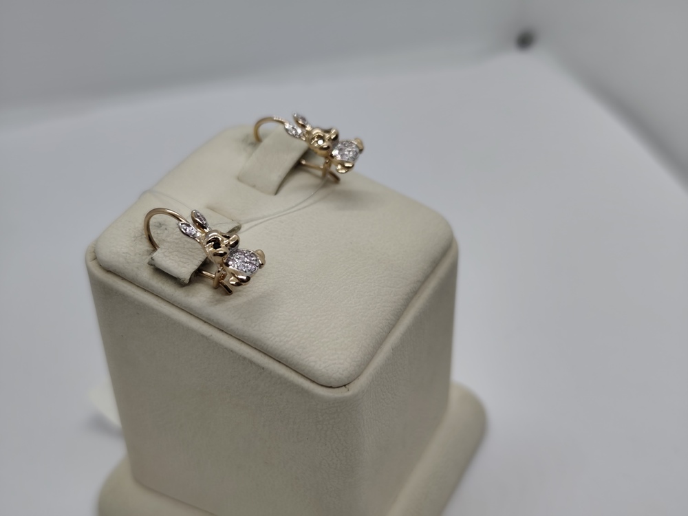 СЕРЬГИ ПЕТЕЛЬКА с камнями (Au 585)