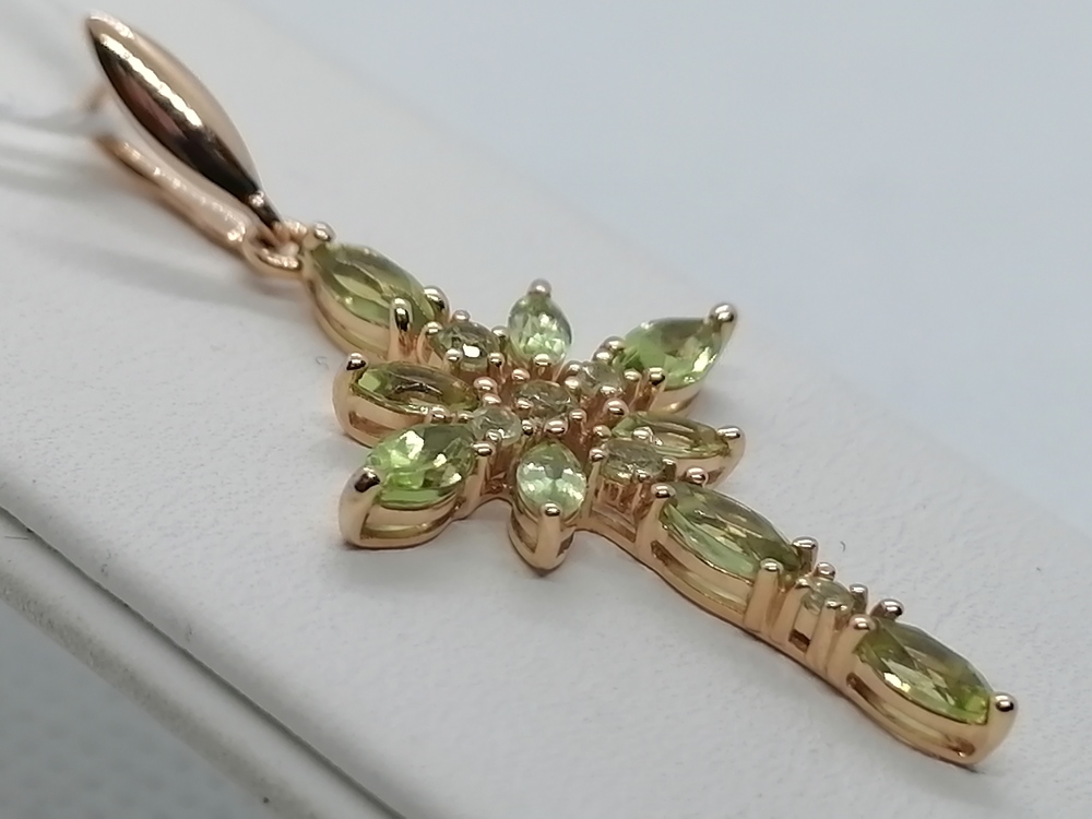 ПОДВЕСКА КРЕСТ С КАМНЯМИ (Au 585)