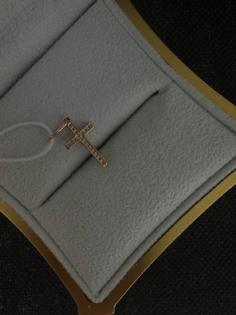 ПОДККИ585 ПОДВЕСКА КРЕСТ С КАМНЯМИ (Au 585)