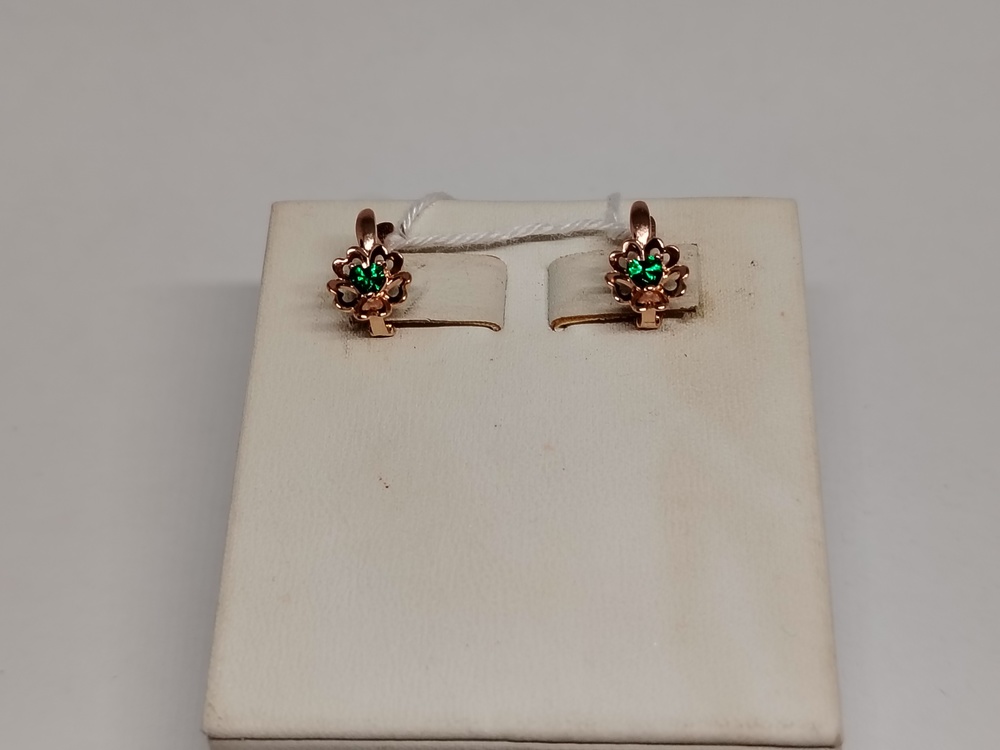 СКМ585 СЕРЬГИ С КАМНЕМ (Au 585)