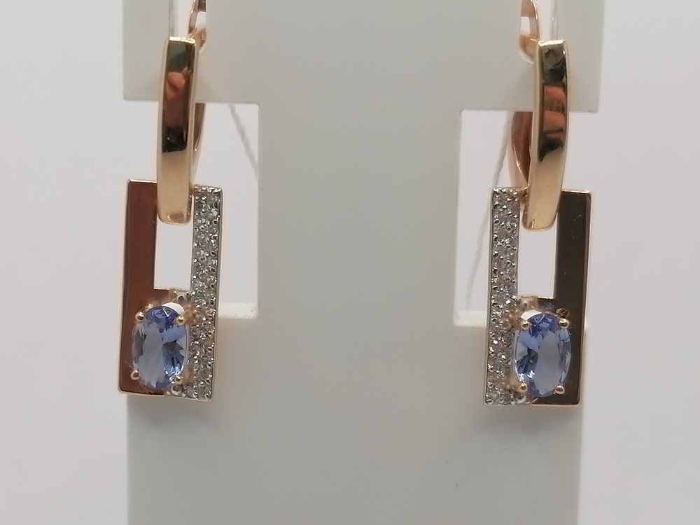 СЕРЬГИ ТАНЗАНИТ с камнями (Au 585)