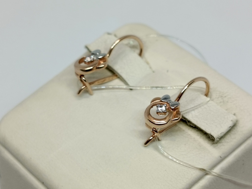 СЕРЬГИ ПЕТЕЛЬКА с камнем (Au 585)