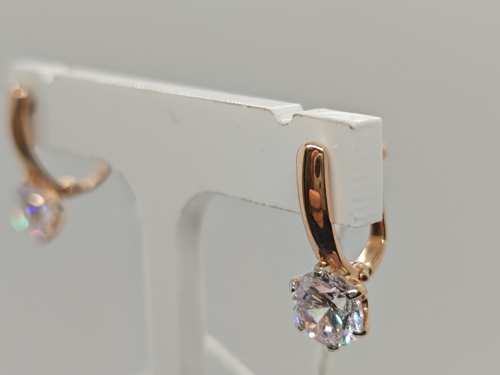 СКМ585 СЕРЬГИ С КАМНЕМ (Au 585)