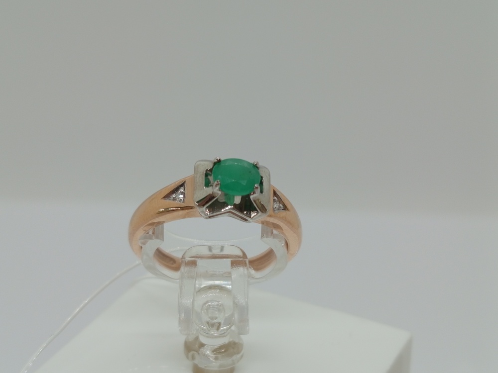 КОЛЬЦО Бриллиант, изумруд (Au 585)