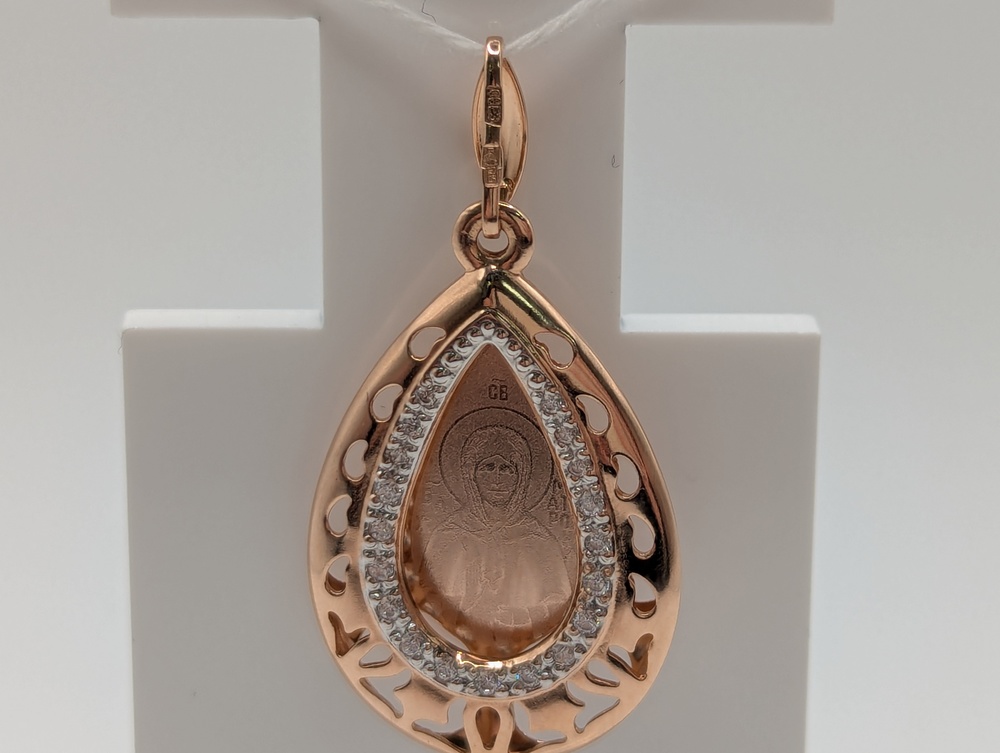 ПОДИКИ585 ПОДВЕСКА ИКОНА С КАМНЯМИ (Au 585)