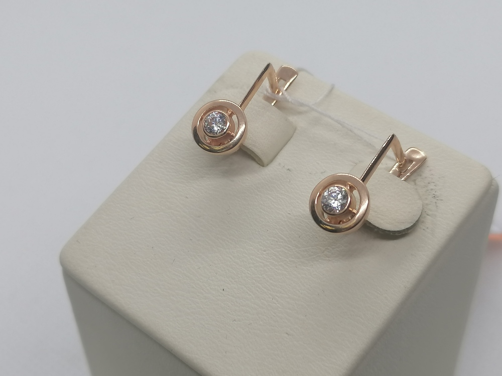 СКМ585 СЕРЬГИ С КАМНЕМ (Au 585)