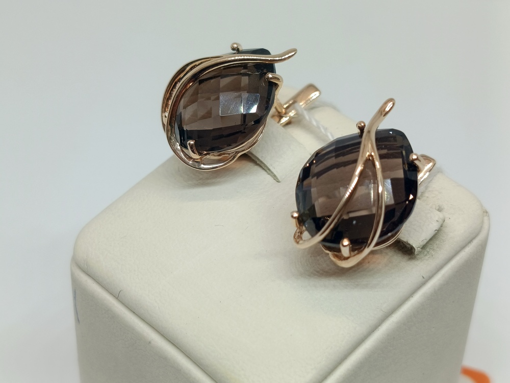 СКМ585 СЕРЬГИ С КАМНЕМ (Au 585)