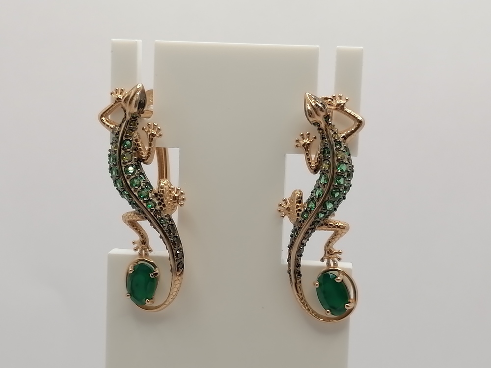 СЕРЬГИ АГАТ с камнями (Au 585)