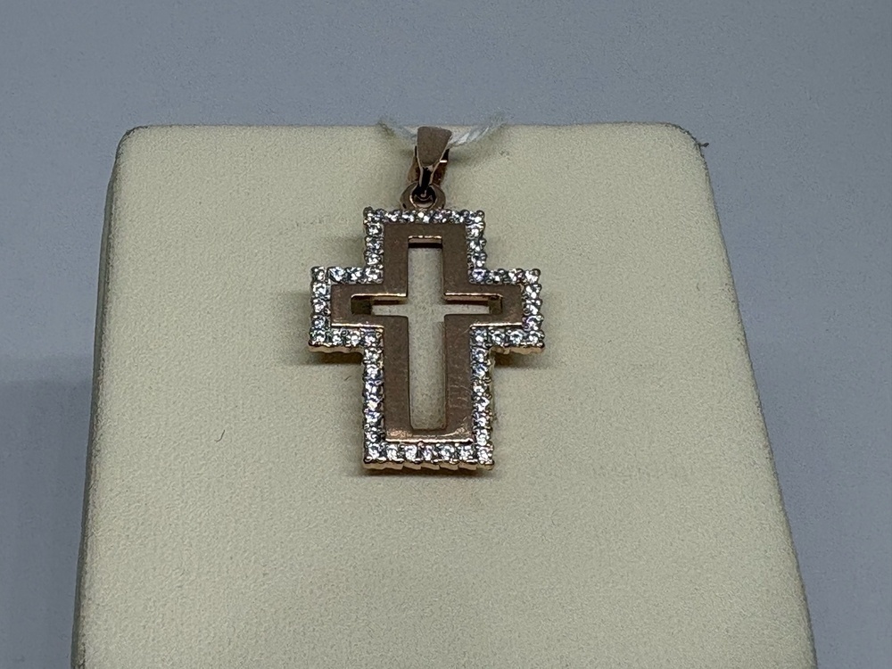 ПОДВЕСКА КРЕСТ С КАМНЯМИ (Au 585)