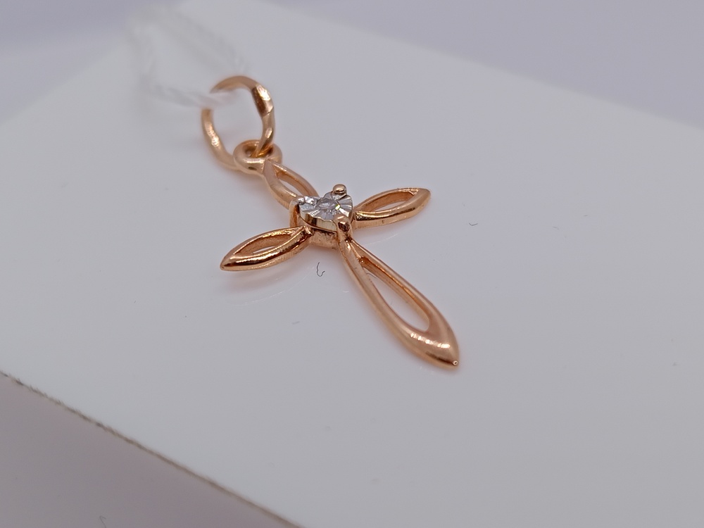 ПОДВЕСКА КРЕСТ С КАМНЕМ (Au 585)