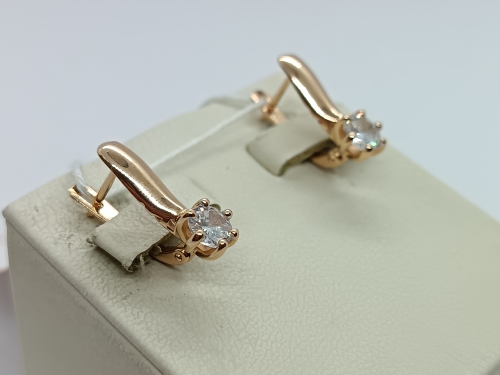 СКМ585 СЕРЬГИ С КАМНЕМ (Au 585)