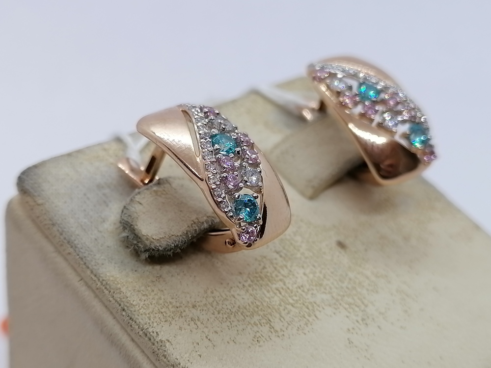 СКМИ585 СЕРЬГИ С КАМНЯМИ (Au 585)