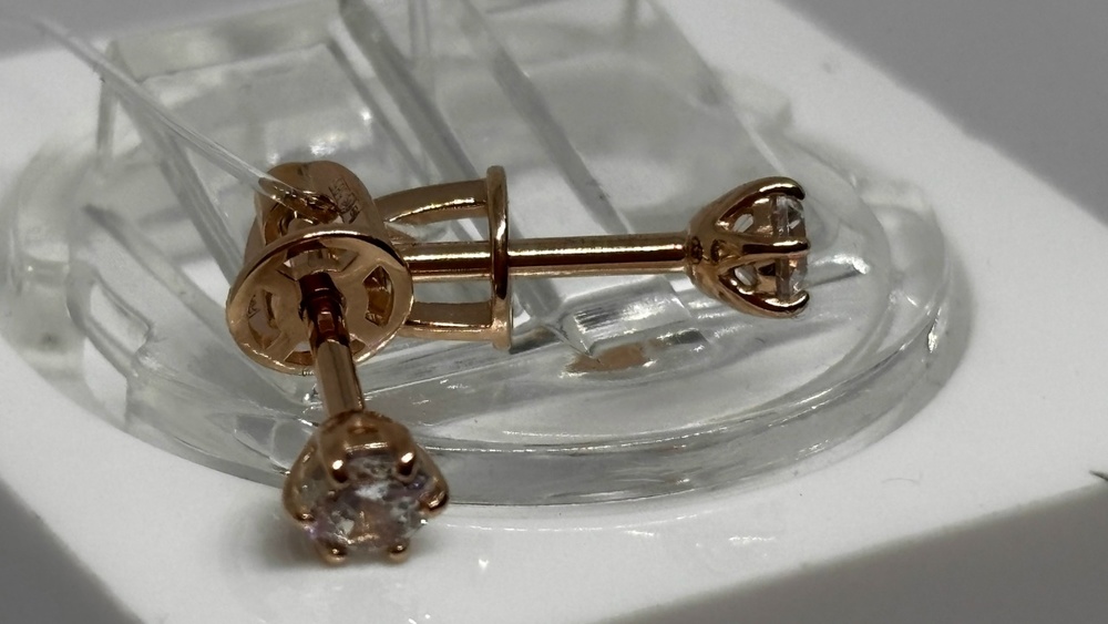 СЕРЬГИ ПУСЕТЫ с камнем (Au 585)