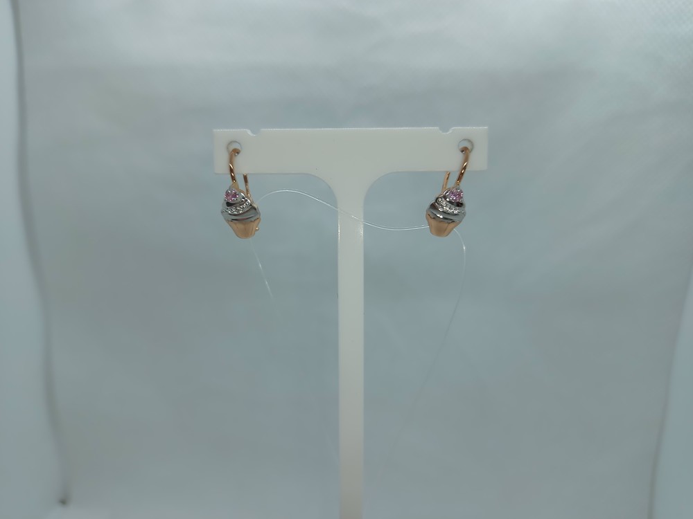 СЕРЬГИ ПЕТЕЛЬКА с камнями (Au 585)