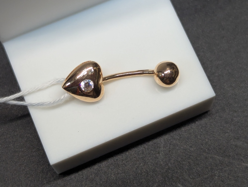 ПИРСИНГ В ПУПОК с камнем (Au 585)