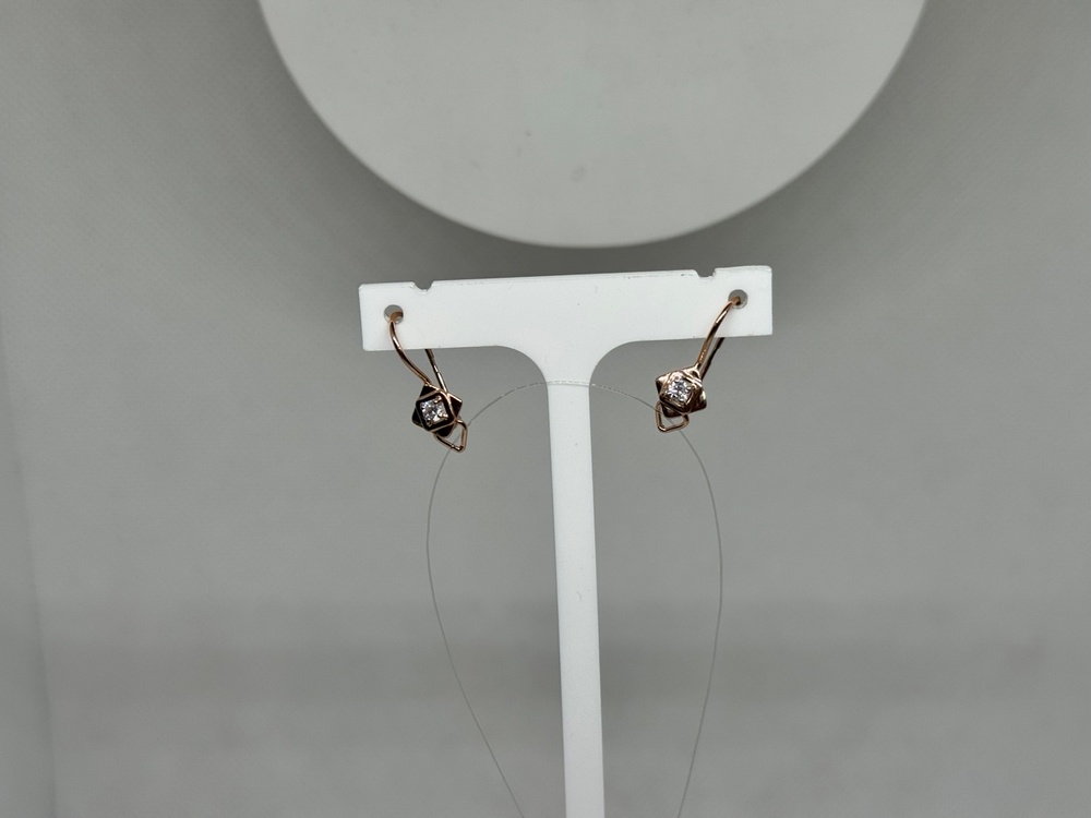 СЕРЬГИ ПЕТЕЛЬКА с камнем (Au 585)