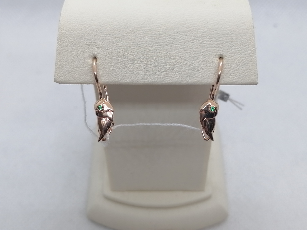 СЕРЬГИ ПЕТЕЛЬКА с камнем (Au 585)