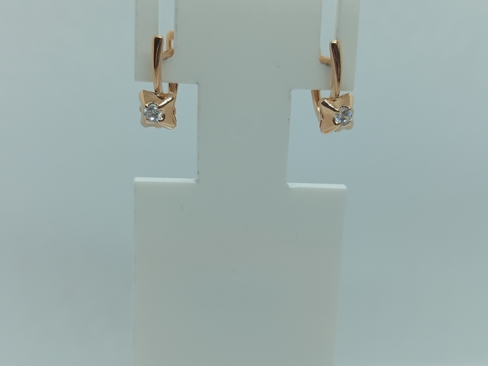 СКМ585 СЕРЬГИ С КАМНЕМ (Au 585)