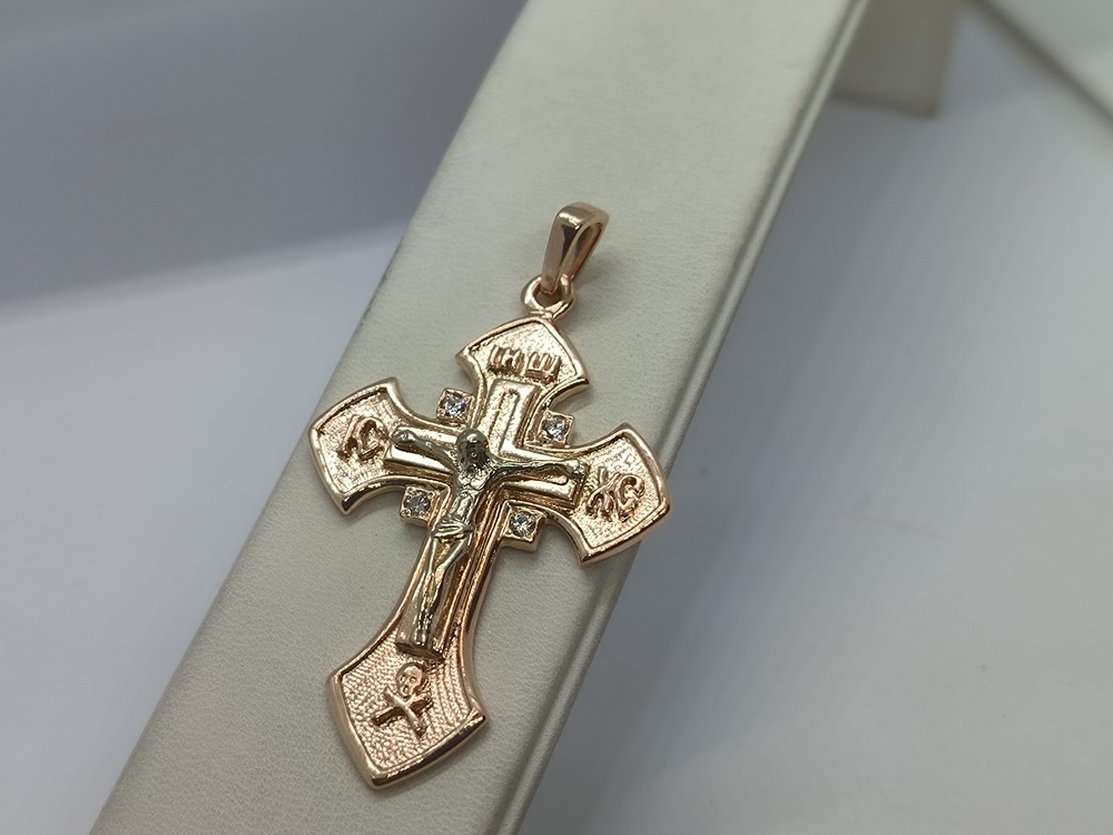 ПОДККИ585 ПОДВЕСКА КРЕСТ С КАМНЯМИ (Au 585)