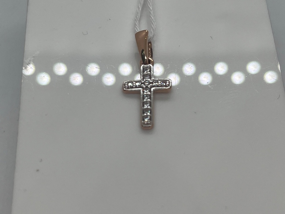 ПОДККИ585 ПОДВЕСКА КРЕСТ С КАМНЯМИ (Au 585)