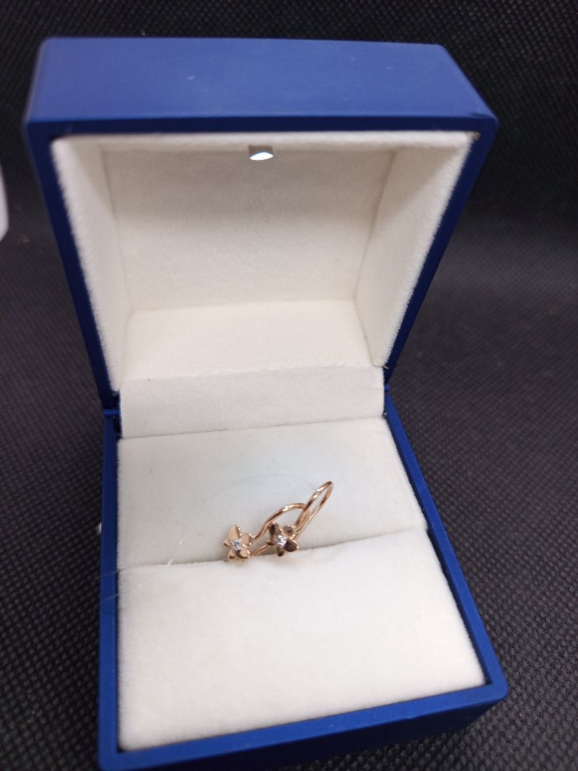 СЕРЬГИ ПЕТЕЛЬКА с камнем (Au 585)