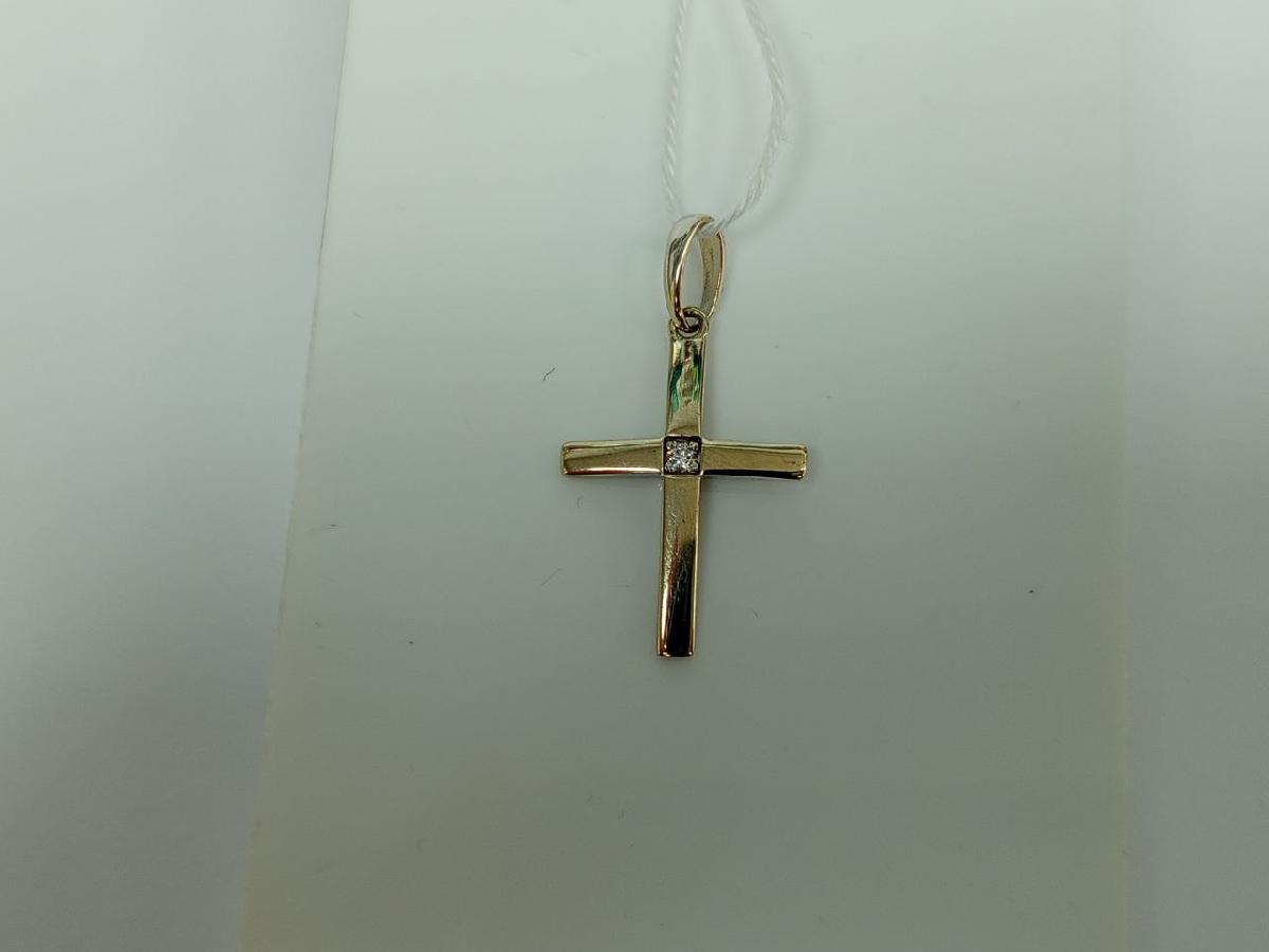ПОДВЕСКА КРЕСТ С КАМНЕМ (Au 585)