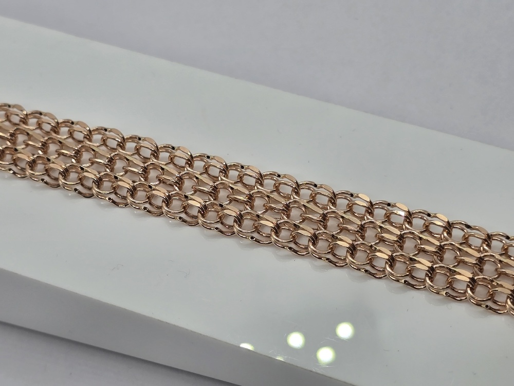 БРАСЛЕТ ПУСТОТЕЛЫЙ Бисмарк тройной (Au 585)