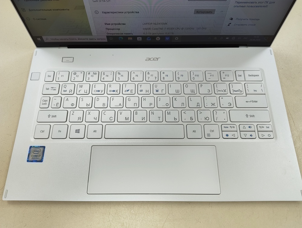 Ноутбук Acer swift 7 sf714-52t-76x9; Core i7-8500Y, Intel UHD Graphics 615, 16 Гб, 512 GB, Нет