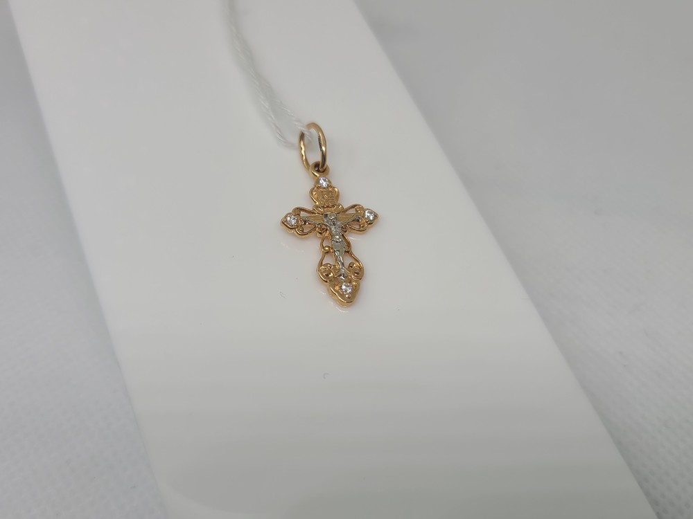 ПОДВЕСКА КРЕСТ С КАМНЯМИ (Au 585)