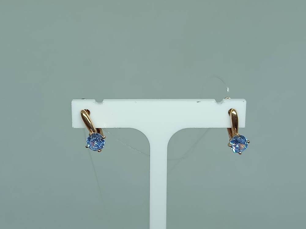 СЕРЬГИ ПЕТЕЛЬКА с камнем (Au 585)