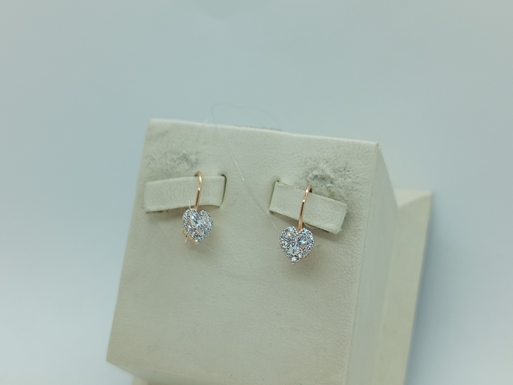 СЕРЬГИ ПЕТЕЛЬКА с камнями (Au 585)