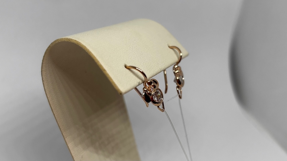 СЕРЬГИ ПЕТЕЛЬКА с камнем (Au 585)