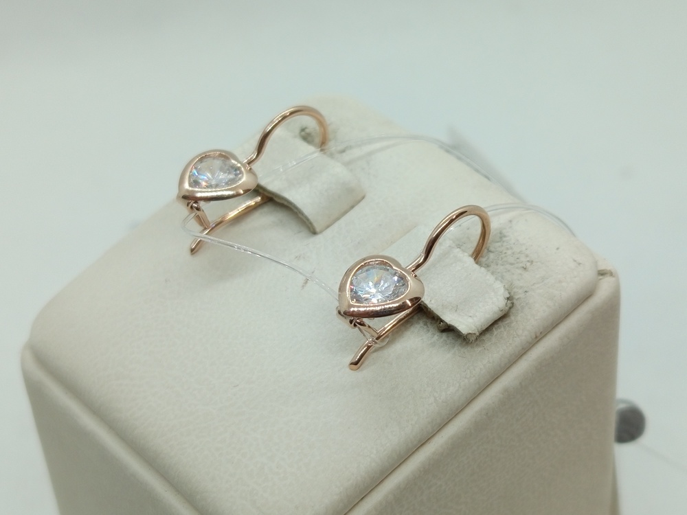 СЕРЬГИ ПЕТЕЛЬКА с камнем (Au 585)