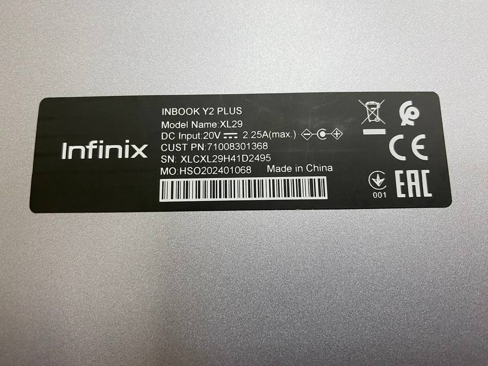 Ноутбук Infinix .; Core I5-1155G7, Intel iris XE Graphics, 16 Гб, 500 Гб, Нет