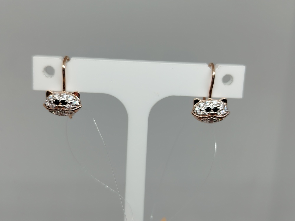 СЕРЬГИ ПЕТЕЛЬКА с камнями (Au 585)