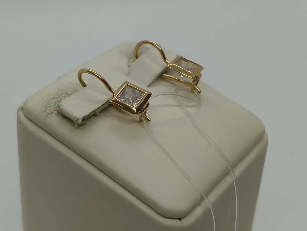 СЕРЬГИ ПЕТЕЛЬКА с камнем (Au 585)