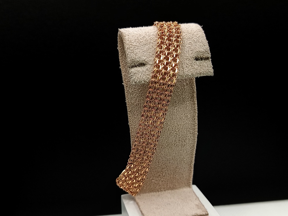 Бисмарк Б50 Трехрядный БРАСЛЕТ ПУСТОТЕЛЫЙ (Au 585)