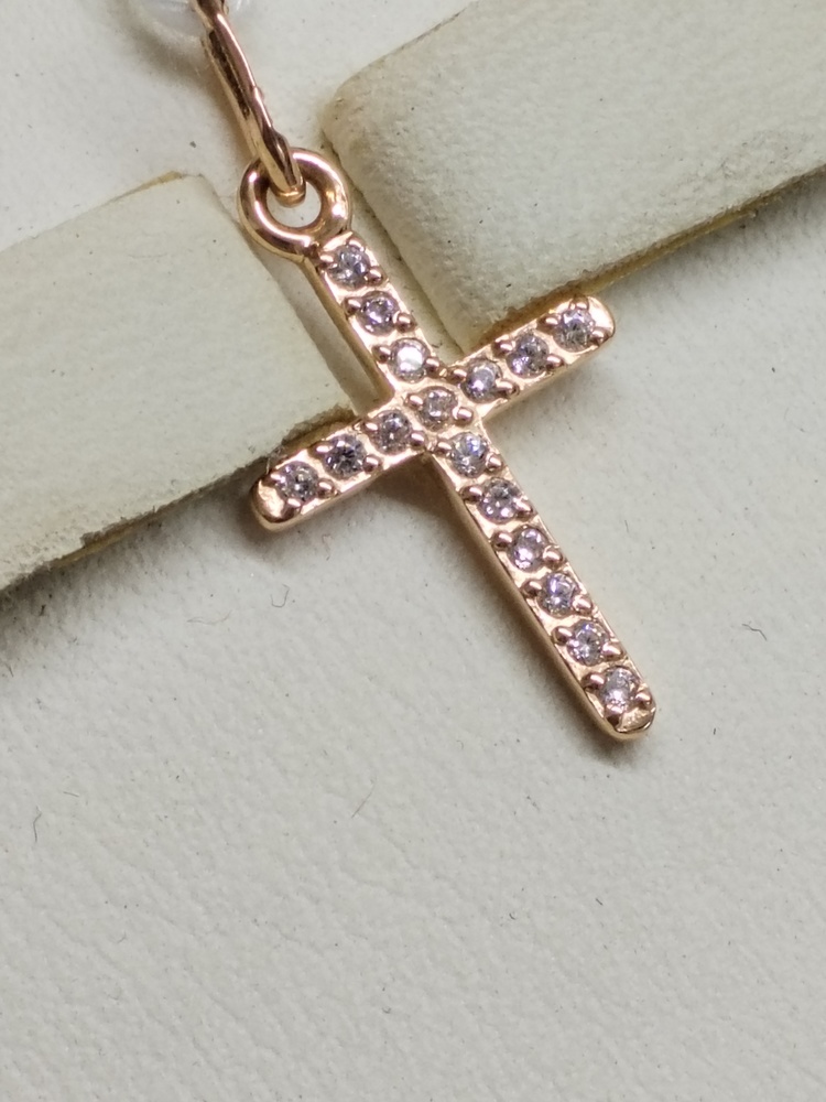 ПОДККИ585 ПОДВЕСКА КРЕСТ С КАМНЯМИ (Au 585)